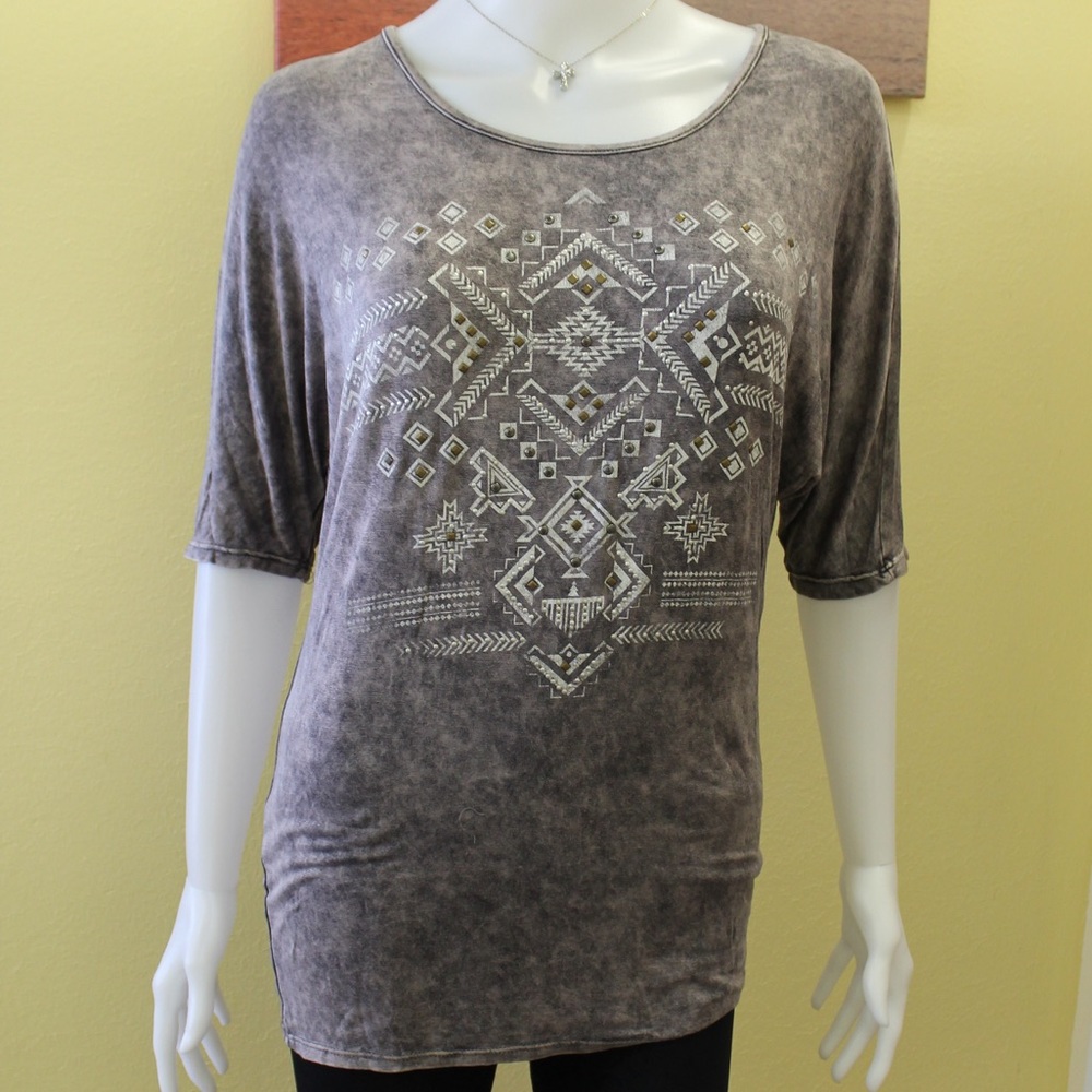 Shop The Trends Charcol Top with Western Design